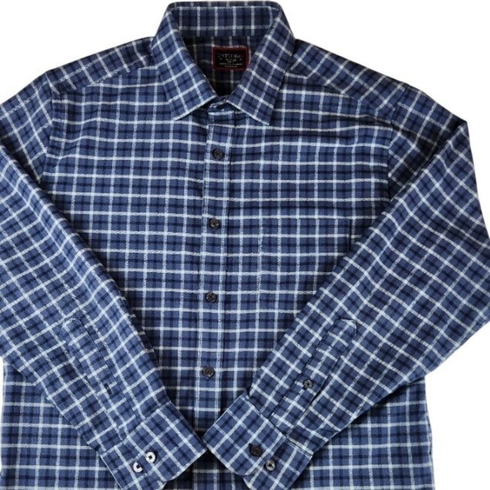 UNTUCKit Mens Medium Slim Fit Blue Plaid Long Sleeve Button Down Shirt